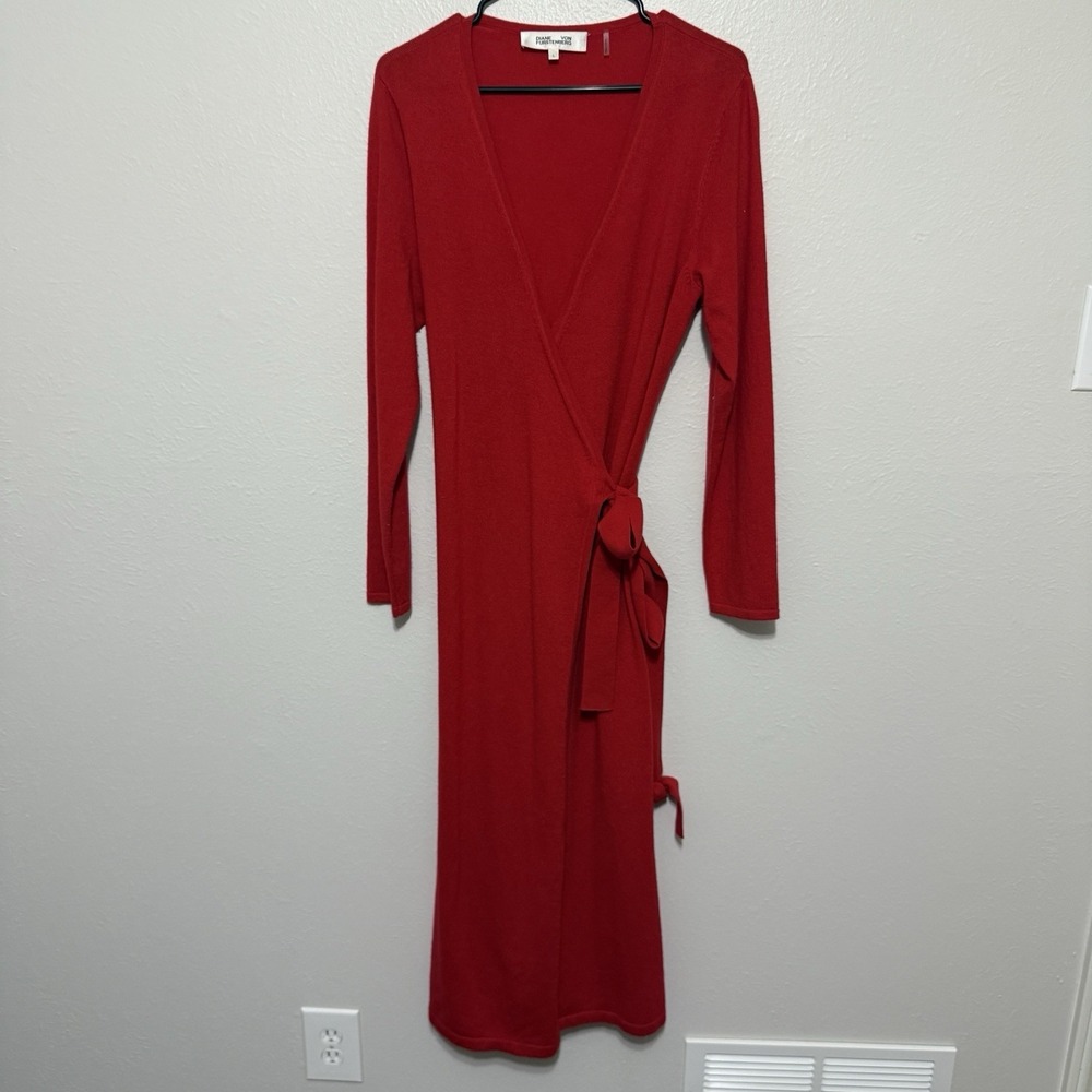 Diane von Furstenberg Merino Cashmere Long Sleeve Sweater Wrap Dress Luxury - Picture 4 of 7